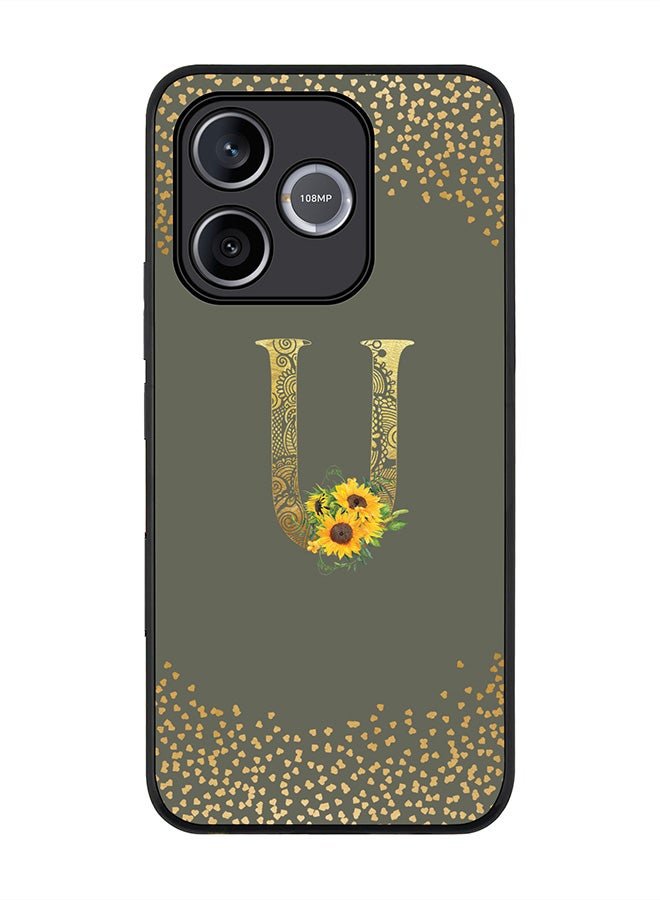 Stylizedd For Honor 600 Lite / 500 Smart / Honor X80i Case,Slim fit Camera Protection, Shockproof Thin Phone cover  - Custom Floral Monogram - U  (Olive Green ) - Image 1