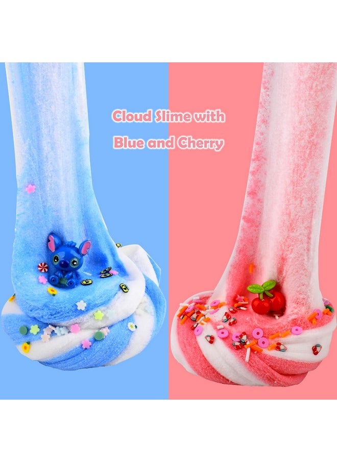 d'Alba - 2 Pack Cloud Slime Kit With Blue And Cherry Charms Scented Diy Slime Supplies For Girls And Boys Party Favors Stress Relief Slime Toys For Kids Education Birthday Gift. - Image 1