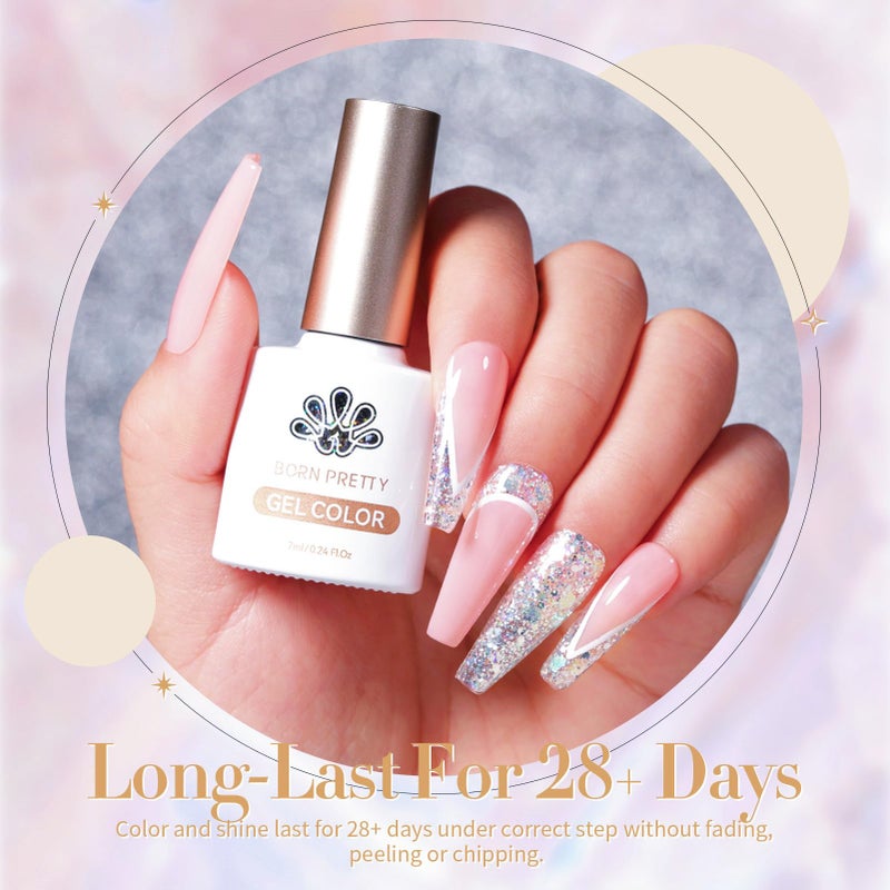 Born Pretty Glitter Sequins Gel Nail Polish Sparkly Shiny Pink Yellow Blue Green 6pcs 7ml Set Soak Off U V Nail Gel Nail Art Manicure Varnish Kit - Image 3