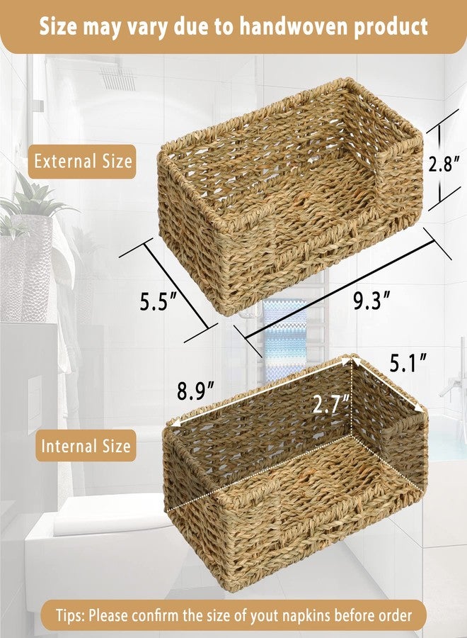 Graciadeco Bathroom Disposable Guest Towel Napkin Holder Long Seagrass Woven Rattan Wicker Table Dinner Paper Hand Guest Towel Napkin Basket Tray Caddy for Kitchen - Image 2