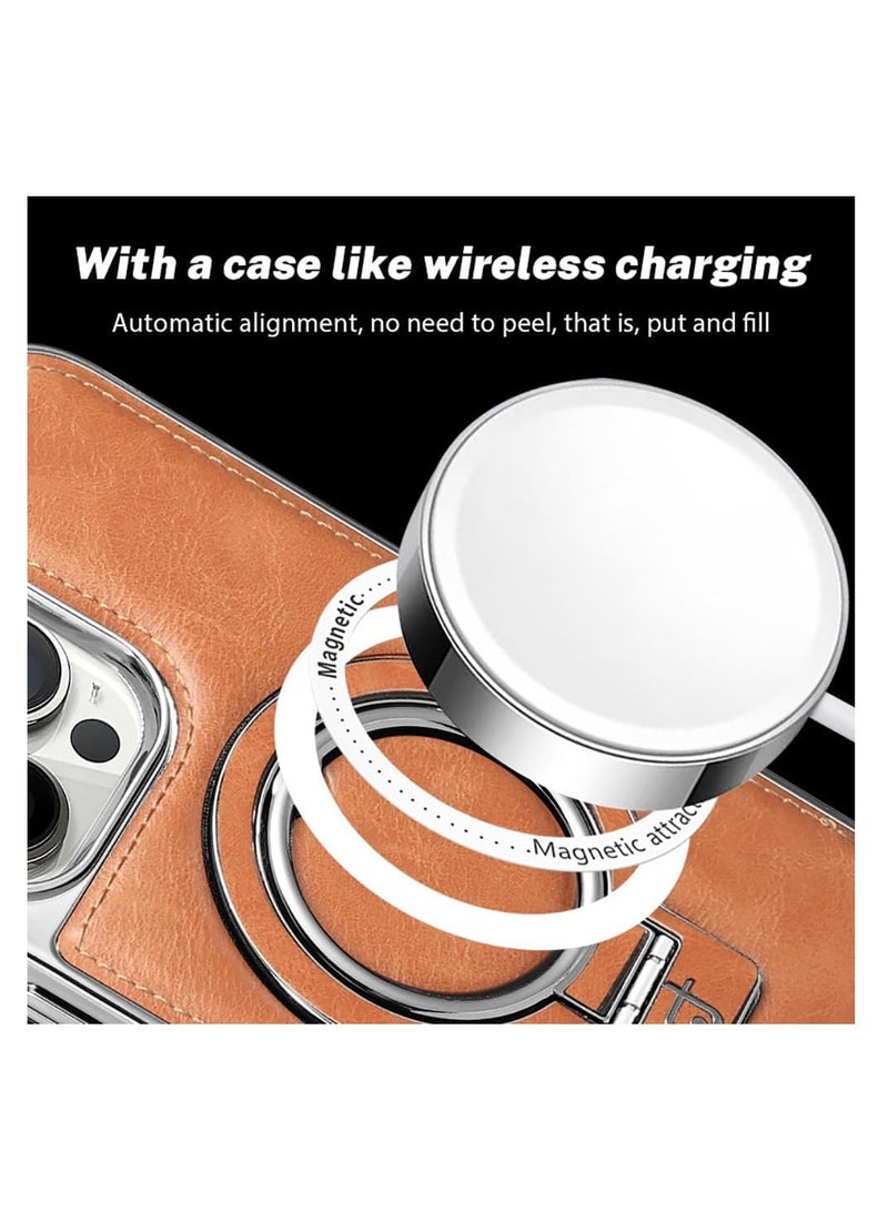 SYOSI Luxury Leather Invisible Stand Case for iPhone 15 Pro Max - Premium Leather Case with Magsafe Compatibility (Brown, for iPhone 15 Pro Max) - Image 3