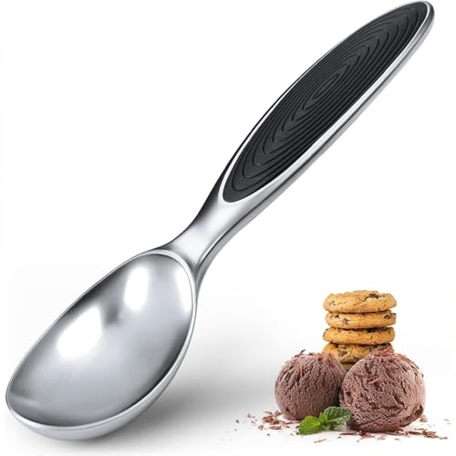 BEYTEQ Ice Cream Scoop- Non-Slip Rubber Grip Handle, No-Thaw Scooper for Hard Ice Cream, Melon Balls, Dishwasher Safe Size A-B - Image 2