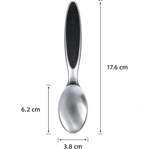 BEYTEQ Ice Cream Scoop- Non-Slip Rubber Grip Handle, No-Thaw Scooper for Hard Ice Cream, Melon Balls, Dishwasher Safe Size A-B - Image 3