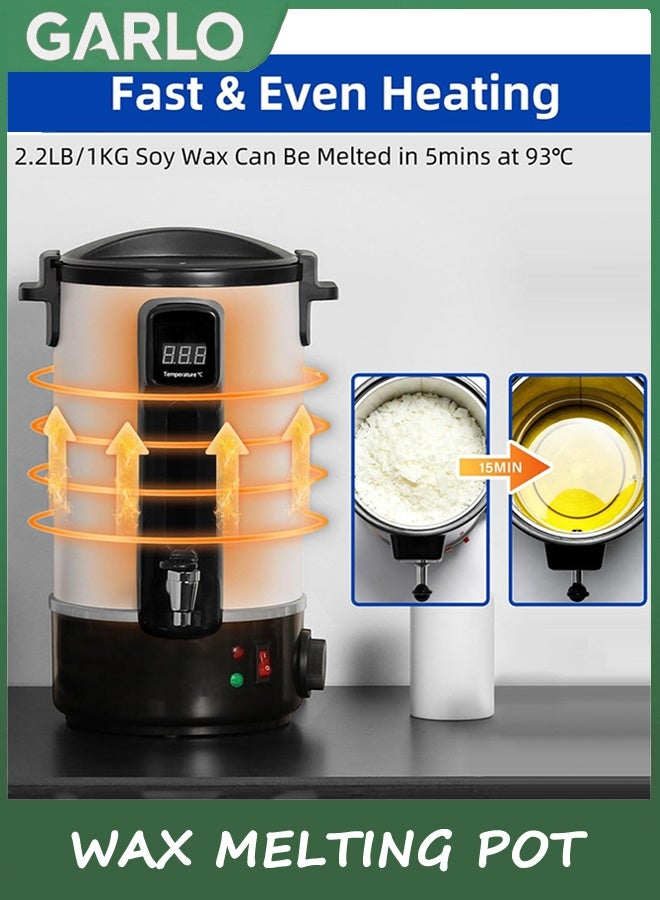 Garlo Candle Making Wax Melting Pot 8L, Electric Non-Stick Candle Melter Pot, Temperature Adjustable & LED Display Screen, DIY Candle Making Kit for Adults, Soy Wax and Beeswax Maker - Image 3