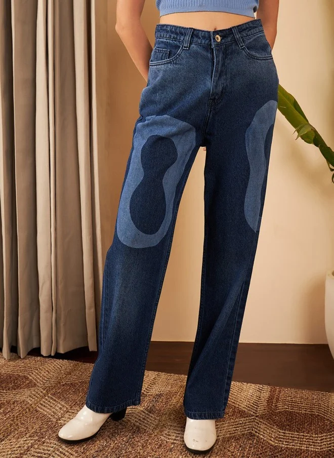STREET 9 High-Rise Straight Fit Blue Jeans for Women