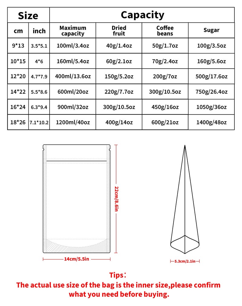 FireKylin 100 Pack Resealable Stand Up Bags,5.5" x 8.6" Smell Proof Pouch Sealable Foil Pouch Bags for Packaging (White) - Image 2