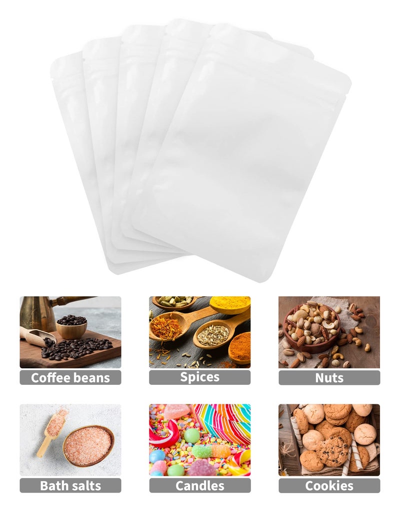 FireKylin 100 Pack Resealable Stand Up Bags,5.5" x 8.6" Smell Proof Pouch Sealable Foil Pouch Bags for Packaging (White) - Image 4