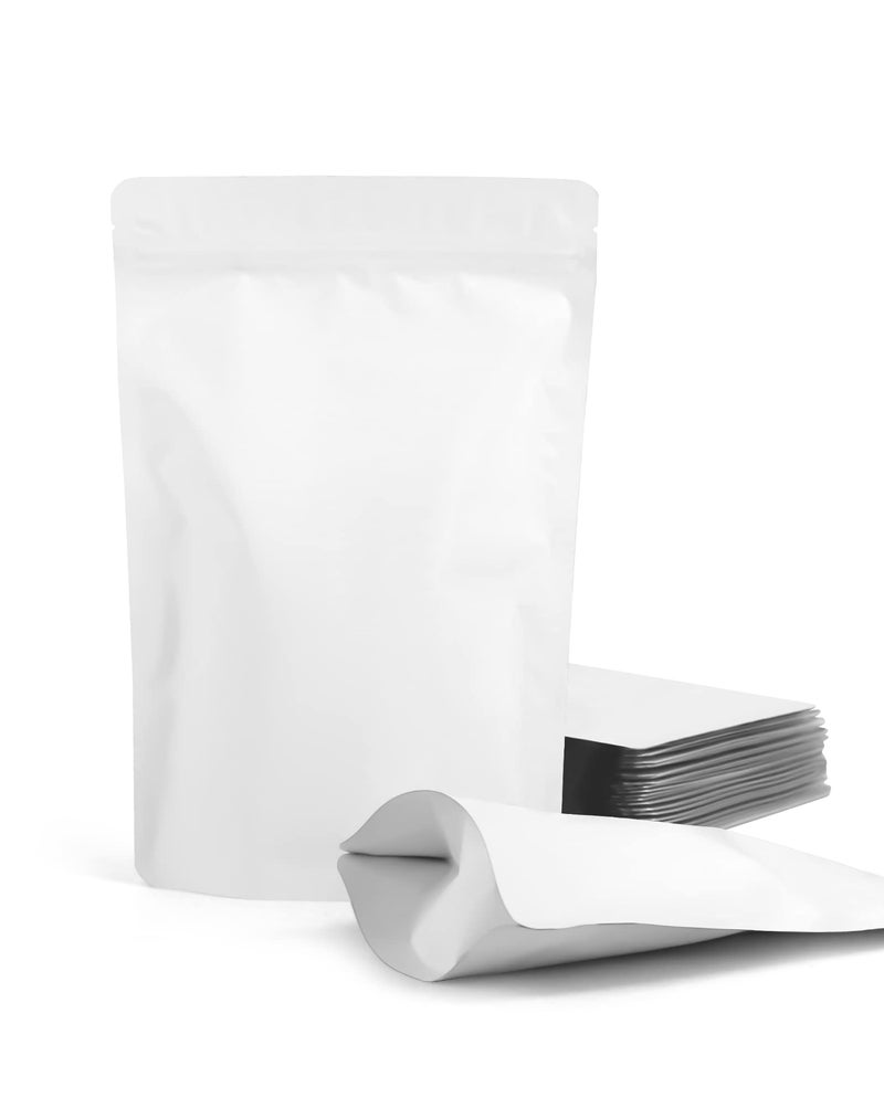 FireKylin 100 Pack Resealable Stand Up Bags,5.5" x 8.6" Smell Proof Pouch Sealable Foil Pouch Bags for Packaging (White) - Image 1