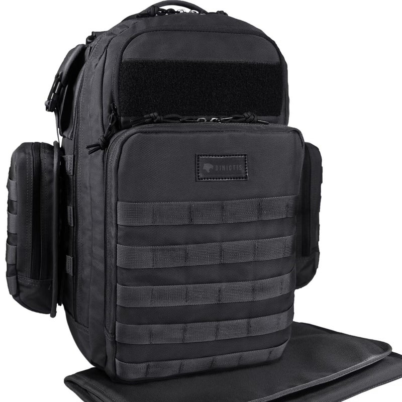 Dad Diaper Bag Mens Diaper Bag Backpack with Diaper Changing Mat Military Diaper Backpack with Molle Webbing Waterproof Pouch Baby Wipes pocket Insulated Bottle Pockets Tropical Black