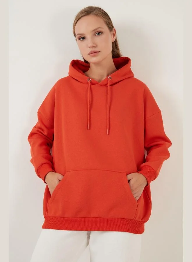 ليلا ليلا سويت شيرت شتوي نسائي بقلنسوة قطن بقصة عادية ومبطن