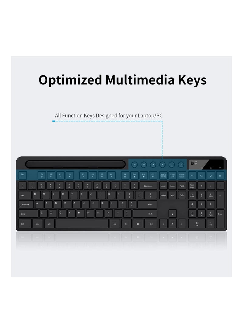 Aookay Wireless Keyboard and Mouse Combo, 2.4G Ergonomic Wireless Computer Keyboard with Phone Tablet Holder, Silent Mouse with 6 Button, Compatible with MacBook, Windows (Black)  - Image 2