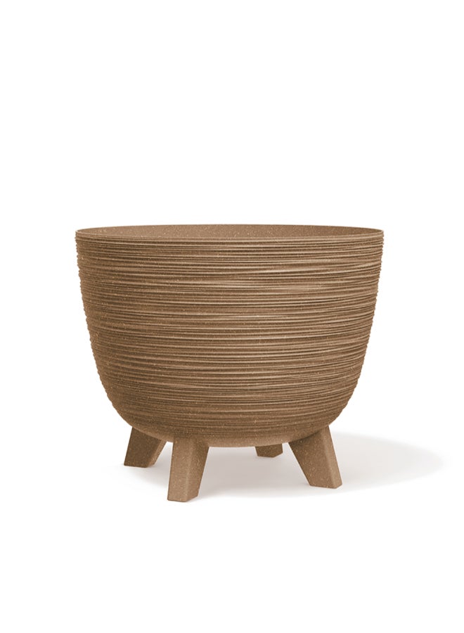 Prosperplast Furu Round ECO Wood Flowerpot with Legs Base Brown 26 L DFUR400W-4665W - Image 1