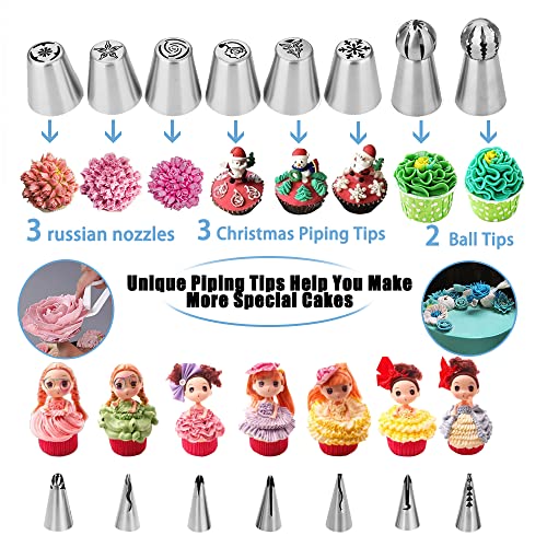 SIK Cake Decorating Kit,635 Pcs Decorating Supplies With 3 Springform Pan Sets Icing Nozzles Rotating Turntable Cake Topper Piping Bags Carrier Holder,Cake Baking Set Tools - Image 5