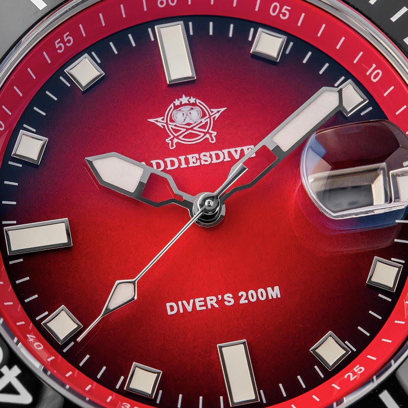 ADDIESDIVE 41 MM Mens Wrist Watch Quartz Diver Watch for Men Easy to Read Dial 200 M Waterproof BGW9 Luminous Analog Red Gradient Dial - Image 3