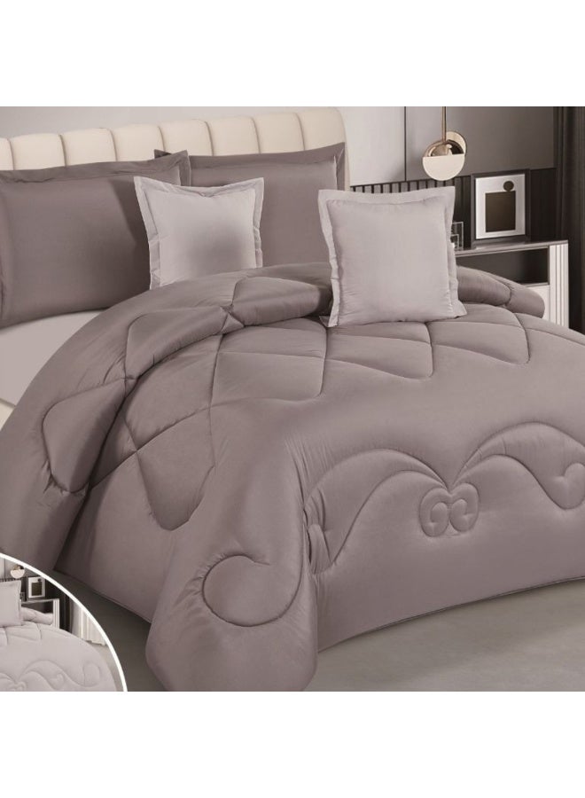 SMART HOME Summer double Comforter fits a 200x200 cm bed. Reversible. Double-stuffed bedspread set. 6-piece microfiber sleeping set (Comforter, elastic mattress protector, 2 pillowcases, and 2 square pillowcases). Comforter size: 250x230 cm, mattress protector size: 200x200+30 cm - Image 3