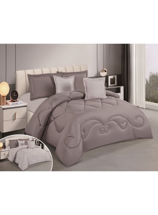 SMART HOME Summer double Comforter fits a 200x200 cm bed. Reversible. Double-stuffed bedspread set. 6-piece microfiber sleeping set (Comforter, elastic mattress protector, 2 pillowcases, and 2 square pillowcases). Comforter size: 250x230 cm, mattress protector size: 200x200+30 cm - Image 2