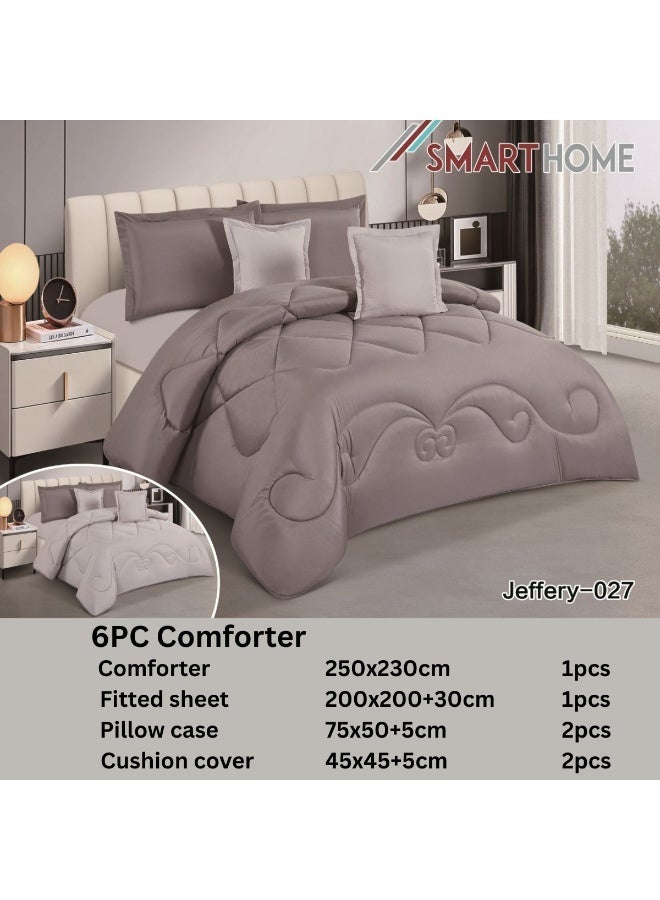 SMART HOME Summer double Comforter fits a 200x200 cm bed. Reversible. Double-stuffed bedspread set. 6-piece microfiber sleeping set (Comforter, elastic mattress protector, 2 pillowcases, and 2 square pillowcases). Comforter size: 250x230 cm, mattress protector size: 200x200+30 cm - Image 4