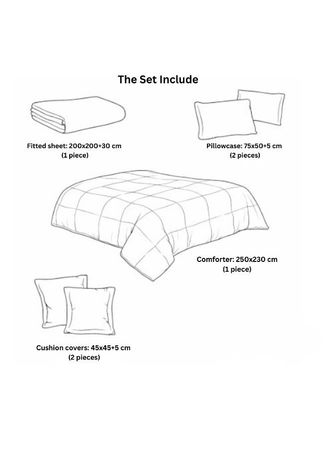 SMART HOME Summer double Comforter fits a 200x200 cm bed. Reversible. Double-stuffed bedspread set. 6-piece microfiber sleeping set (Comforter, elastic mattress protector, 2 pillowcases, and 2 square pillowcases). Comforter size: 250x230 cm, mattress protector size: 200x200+30 cm - Image 5