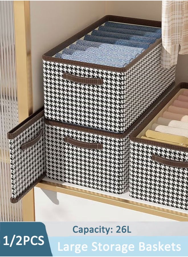 Generic Large Storage Baskets Clothes storage box Fabric Storage Boxes Collapsible Storage Bins Storage Bags with Reinforced Handle Decorative Closet Organizers and Storage for Clothes, Towels, Books  - Image 1