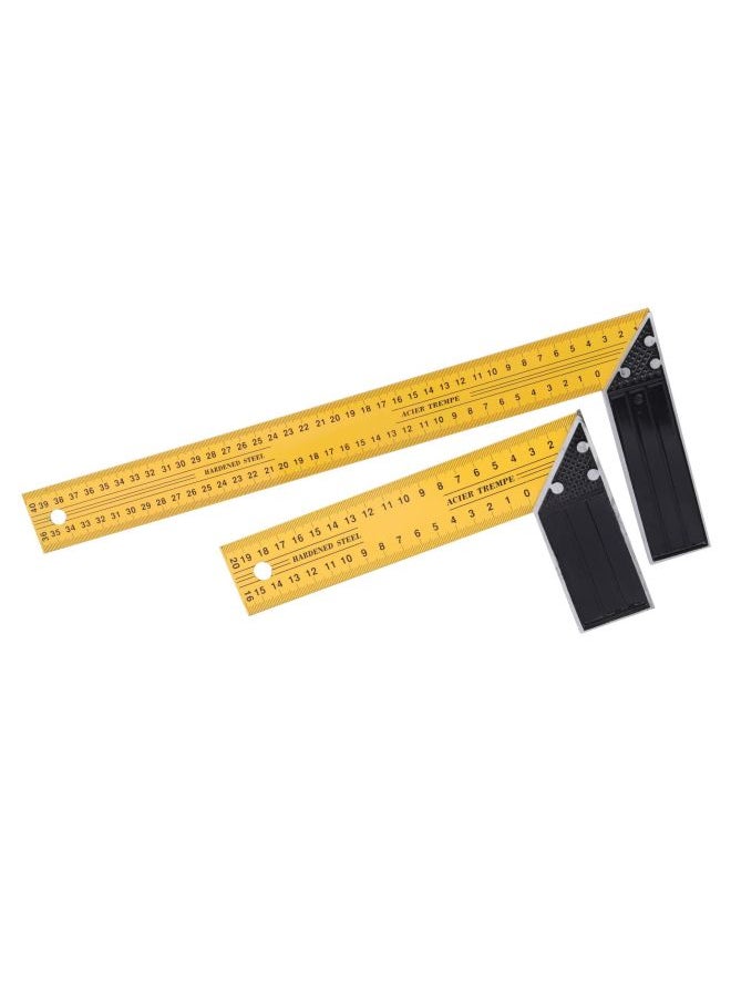 Generic - 90 Degree Angle Measuring Yellow Paint Angle Ruler Aluminum Alloy Angle Ruler Construction Site Measuring Tool Woodworking Square Multi-function Ruler-Model:12"／300mm(CJ-5008) - Image 1
