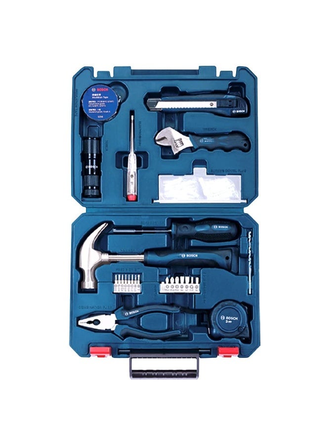 Bosch Hand Tool Kit (Blue, 66 Pieces) – Multi-Purpose Set with Hammer, Plier, Cutter, Torch, Wrench, Screwdriver Bits, Drill Bit, Tape, Screws & More