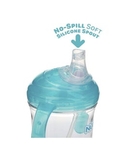 Nuby No Spill 360 Weighted Straw Grip Nsip Tritan Cup With Hygienic Cover 8 Oz Trainer Cup Teal  - Image 5