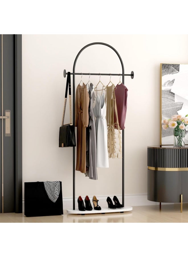 YQbest حامل معاطف أنيق ومتعدد الاستخدامات - شكل نصف دائري، متعدد الوظائف - شماعة معاطف معدنية على شكل قوس، بارتفاع 170 سم، لمساحة معيشة أنيقة ومنظمة (أسود) - Image 2