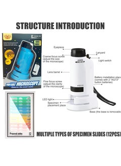 Excefore Mini Microscope for Kids, Portable Handheld Microscope for Kids, Supports Multiple Switching Magnifications, with 12pcs Microscope Slides, for Learning, Education and Exploring  - Image 4
