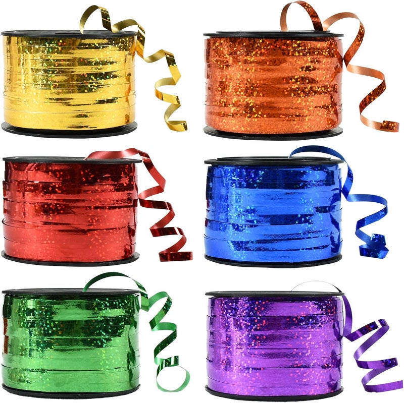BEISHIDA 6 Assorted Colors Curling Ribbons Balloon String Ribbons - Rainbow Balloons 6 Rolls for Gift Warppping Birthday Easter Party Decorations - Image 1