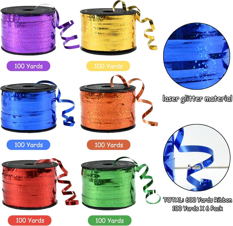 BEISHIDA 6 Assorted Colors Curling Ribbons Balloon String Ribbons - Rainbow Balloons 6 Rolls for Gift Warppping Birthday Easter Party Decorations - Image 2