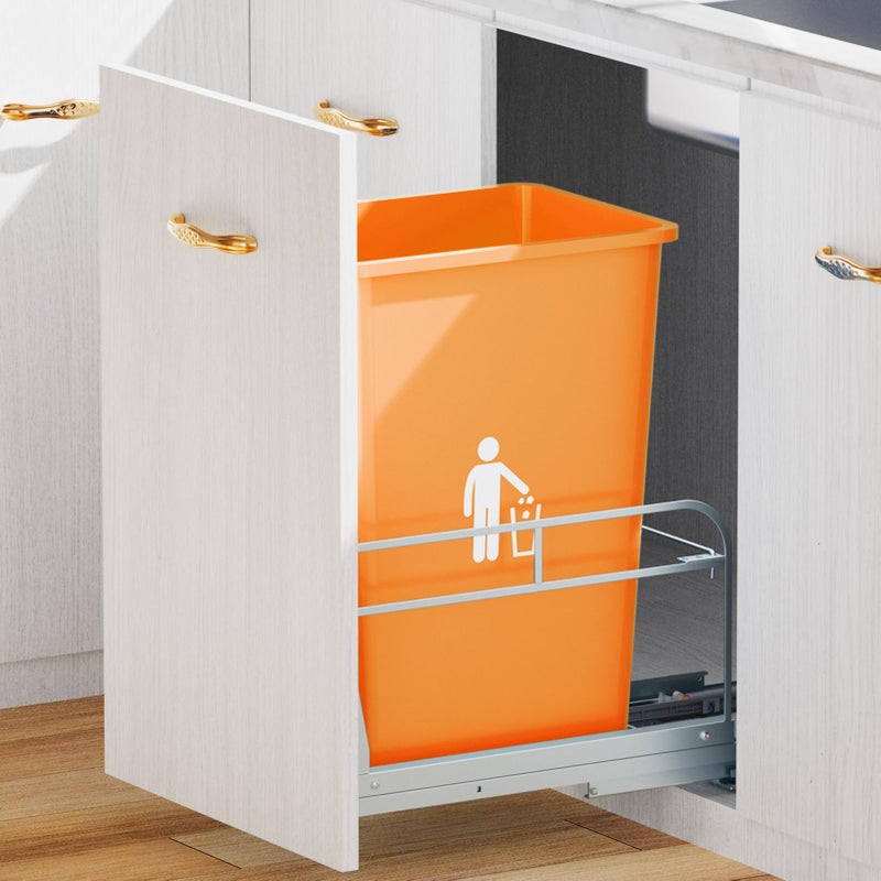 RUNMI Pull Out Trash Can Under Cabinet with Soft-Close Slides,Garbage Can Not Included,Heavy Duty Under Sink Trash Can Kit for Kitchen, Requires Minimum Cabinets Opening 12" W X 18" D - Image 1