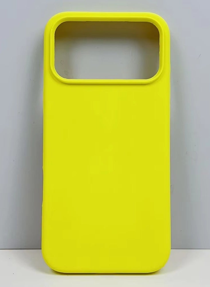 Smooth Silicone Back Cover for iPhone 17 Pro Max – Vibrant Yellow, Full Camera Wrap