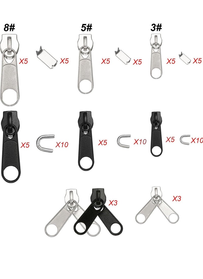 SYOSI Zipper Replacement Zipper Repair Kit,85 Pcs Pull Rescue Kit with ZipperInstall Pliers Tool and Zipper Extension Pulls for Clothing,Bags,Jackets, Tents,Luggage,Backpacks,Sleeping Bag  - Image 4