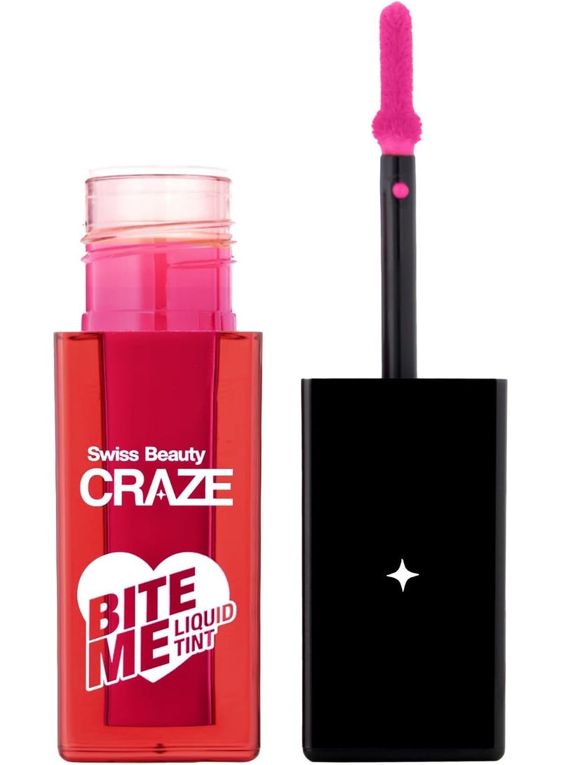 Swiss Beauty Craze Bite Me Natural Liquid Hydrating Tint With Dewy Finish | 6-hour Stay | Shade- Pink Kiss, 4ml - Image 1