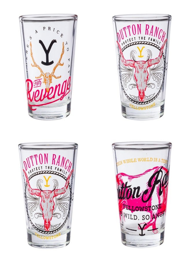سيلفر بوفالو مجموعة أكواب زجاجية صغيرة من سيلفر بافالو يلوستون داتون رانش، 4 قطع، 1.5 أونصة - Image 1