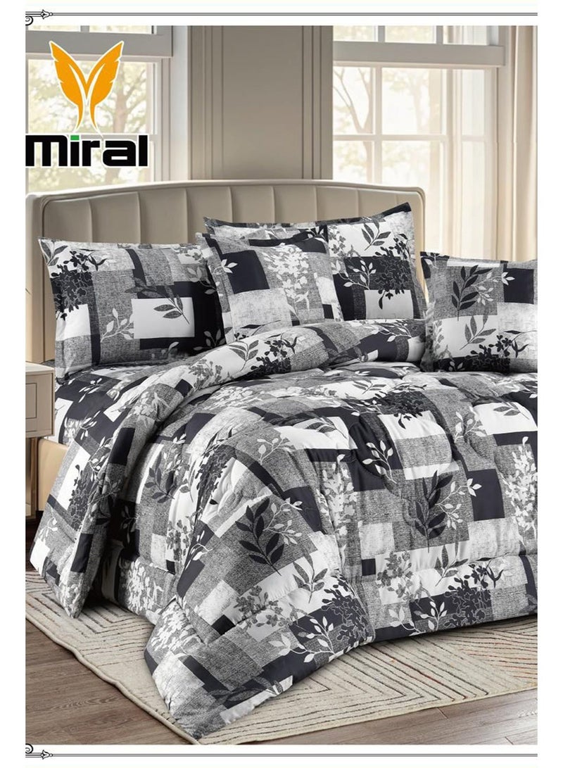 ميرال طقم مفرش سرير نفرين 6 قطع – لحاف ناعم مشجر مع شرشف مغاط كامل وتلبيسات مخدات – مقاس 220×240 سم - Image 2