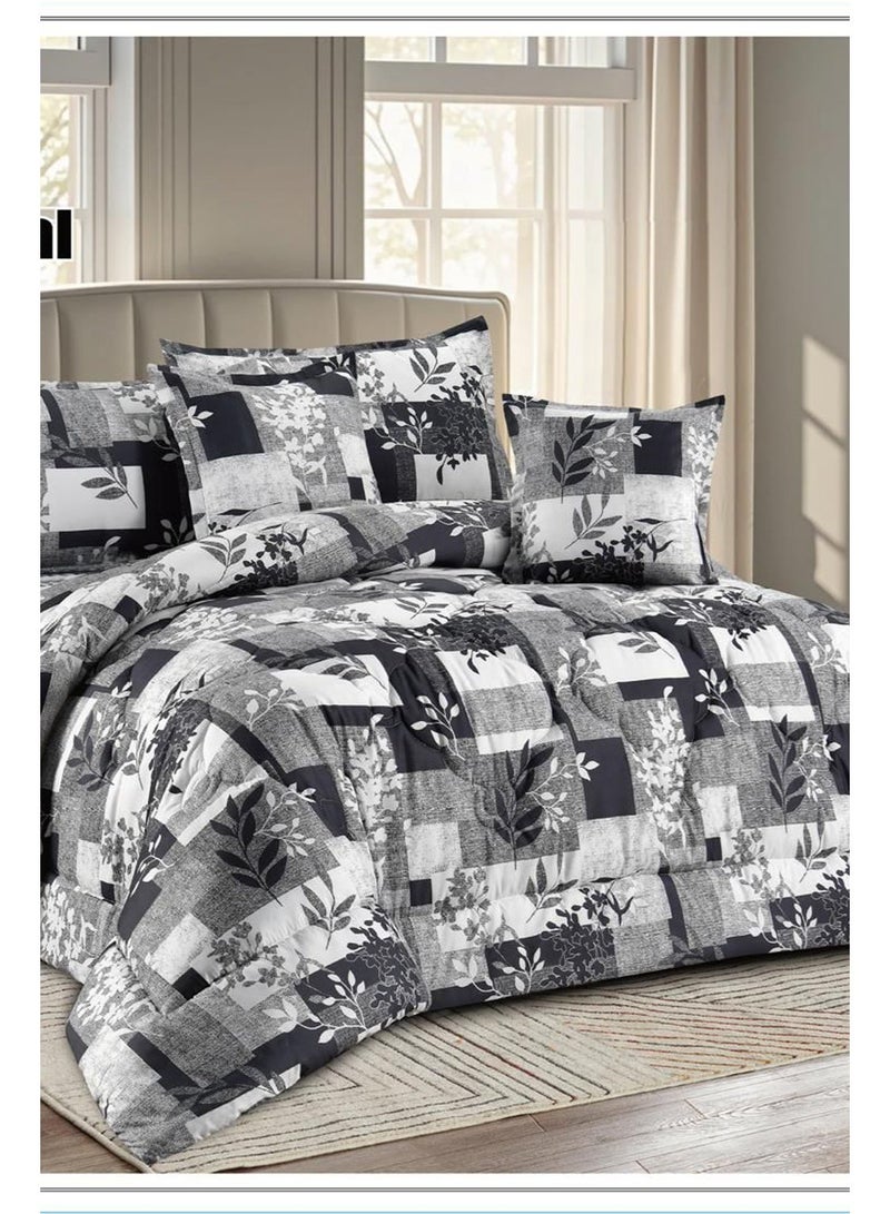 ميرال طقم مفرش سرير نفرين 6 قطع – لحاف ناعم مشجر مع شرشف مغاط كامل وتلبيسات مخدات – مقاس 220×240 سم - Image 1