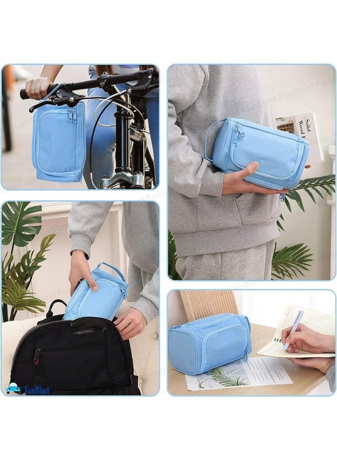 FunBlast Large Capacity Pencil Case, Multipurpose Zipper Portable Pencil Pouch Case, Aesthetic Pouch for Girls, Kawaii Pencil Case, Cute Pouches for Girls, Stationary Organizer Kit (Blue) - Image 2