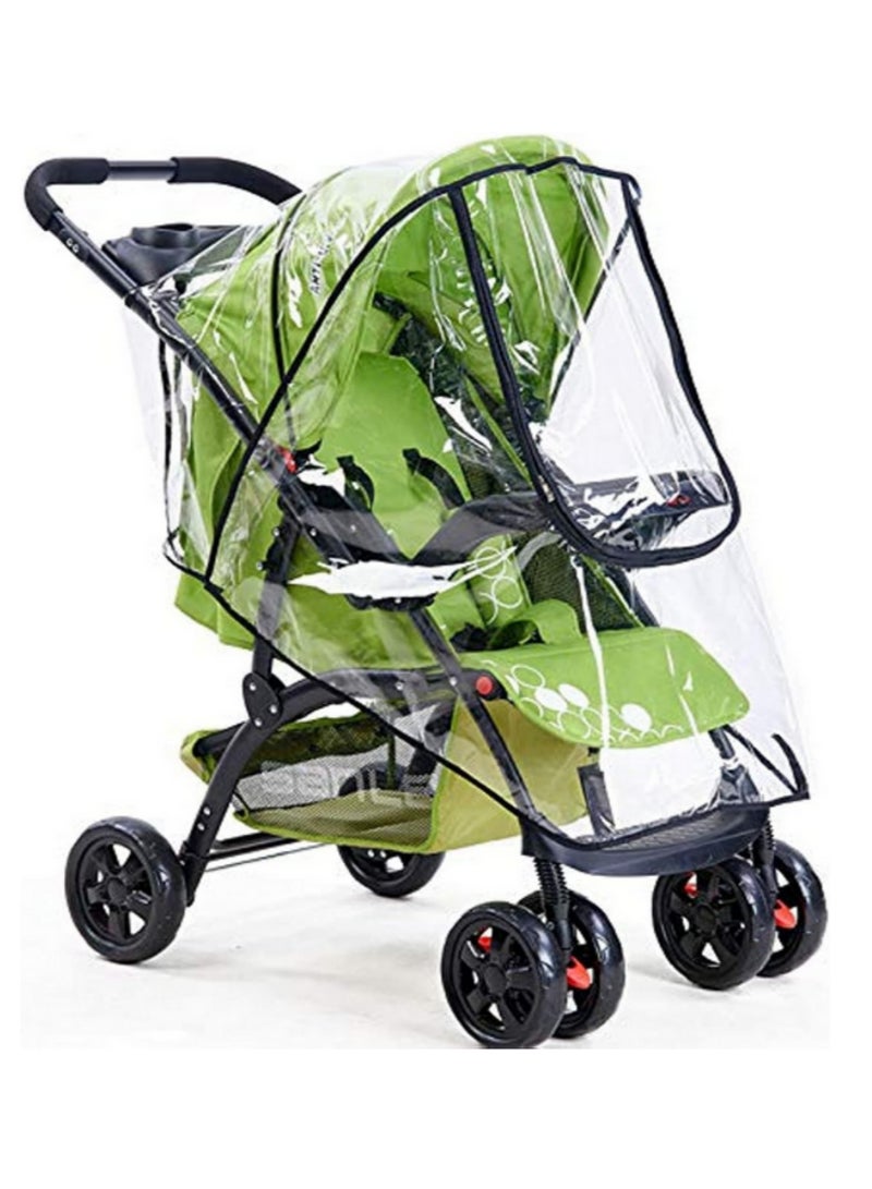 إكسسوارات عربات الأطفال العالمية - غطاء مطر مقاوم للماء ودرع ضد الرياح والغبار بفتحة سحاب لعربات الأطفال والعربات الدافعة، قابل للتعديل لمعظم الموديلات ومناسب لجميع الأحوال الجوية. - Image 1