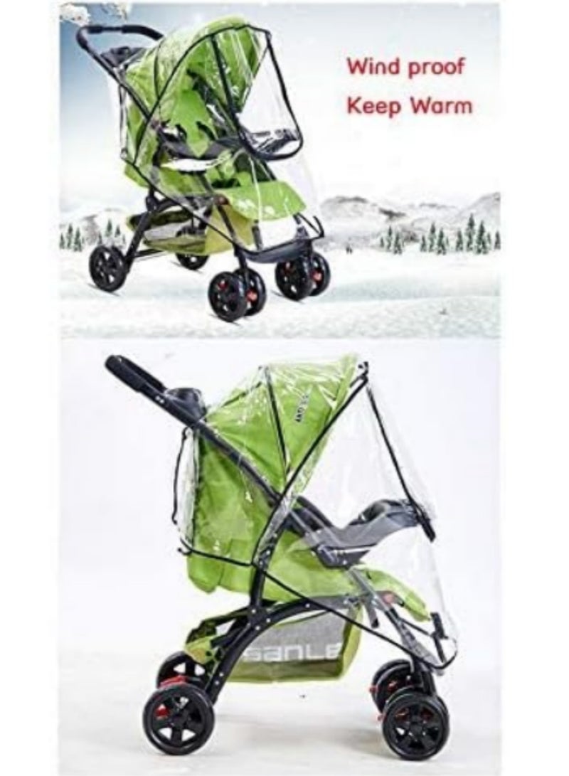 إكسسوارات عربات الأطفال العالمية - غطاء مطر مقاوم للماء ودرع ضد الرياح والغبار بفتحة سحاب لعربات الأطفال والعربات الدافعة، قابل للتعديل لمعظم الموديلات ومناسب لجميع الأحوال الجوية. - Image 4