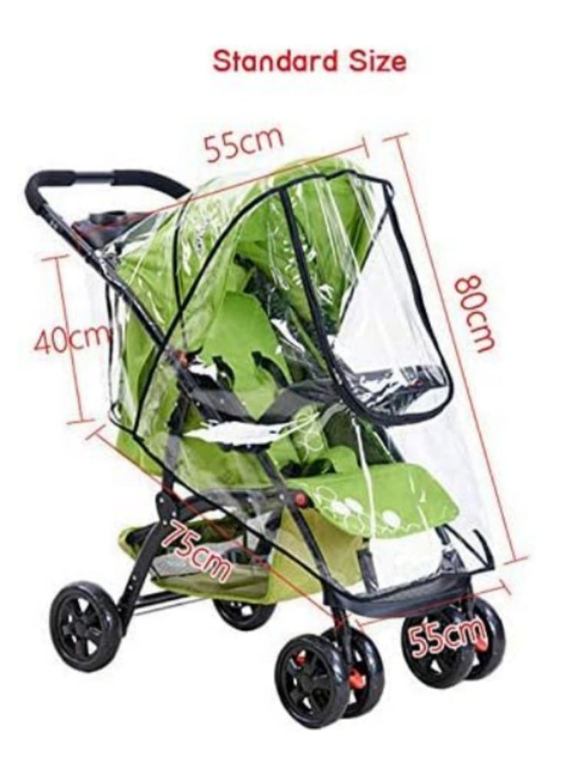 إكسسوارات عربات الأطفال العالمية - غطاء مطر مقاوم للماء ودرع ضد الرياح والغبار بفتحة سحاب لعربات الأطفال والعربات الدافعة، قابل للتعديل لمعظم الموديلات ومناسب لجميع الأحوال الجوية. - Image 2