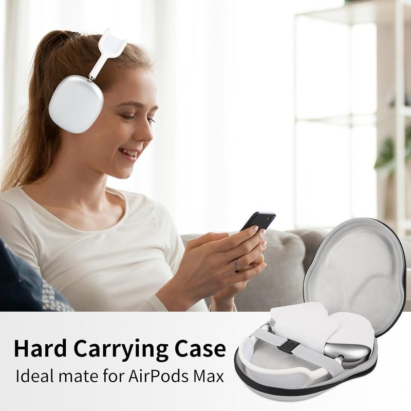إكسفور حقيبة صلبة ذكية مقاومة للماء من إكسيفور لسماعات AirPods Max - مصممة لوضع السكون، حقيبة تخزين سفر محمولة واقية صلبة - متوافقة مع ملحقات سماعات Apple AirPods Max - Image 2