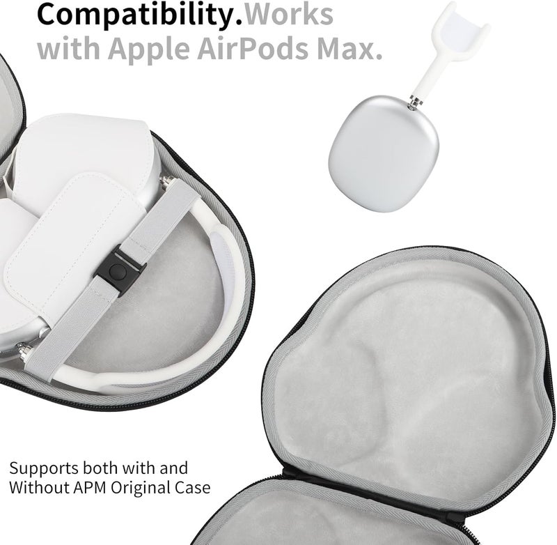 إكسفور حقيبة صلبة ذكية مقاومة للماء من إكسيفور لسماعات AirPods Max - مصممة لوضع السكون، حقيبة تخزين سفر محمولة واقية صلبة - متوافقة مع ملحقات سماعات Apple AirPods Max - Image 4