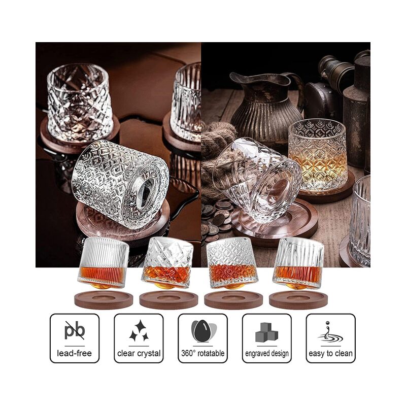 4 PCS Whiskey Glasses, Old Fashioned Whiskey Glasses with Luxury Box, 10 Oz Rocks Barware for Scotch, Bourbon, Liquor and Cocktail Drinks - Image 4