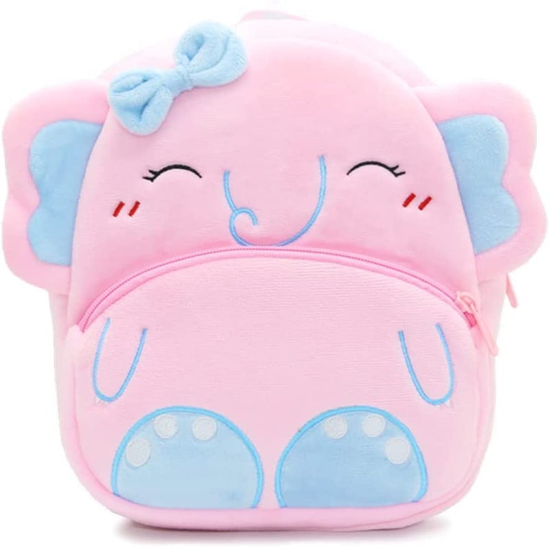 blue tree Cute Boy's and Girl's Plush Bag Medium Quality Full Embroidery Designs Mini Travel Backpack Mango (Mango-Pink Elephant) - Image 3