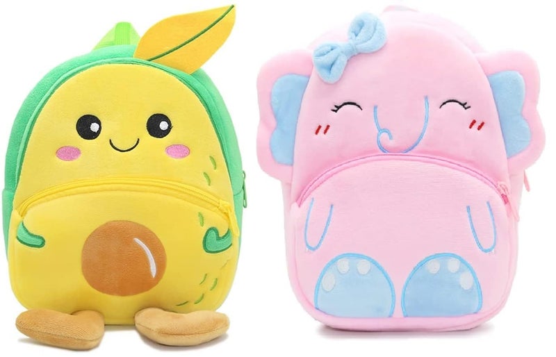 blue tree Cute Boy's and Girl's Plush Bag Medium Quality Full Embroidery Designs Mini Travel Backpack Mango (Mango-Pink Elephant) - Image 1