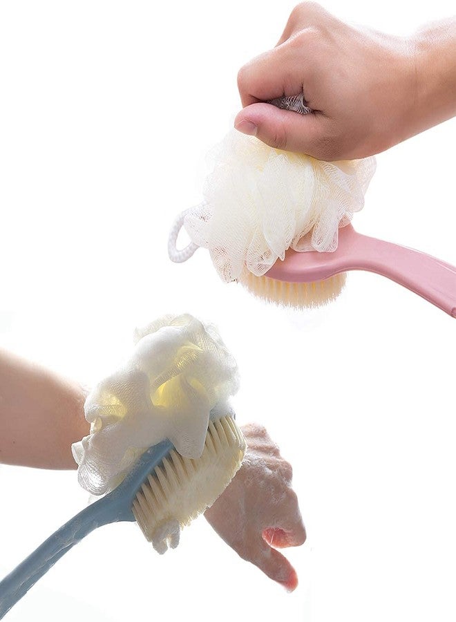 MOTIQO Bath Brush With 2-In-1 Bristles And Loofah, Shower Brush Back Scrubber, Shower Body Brush Blood_Circulation With Curved Long Handle, For Wet Or Dry, Men And Women, Multi Color (Set-01) - Image 3