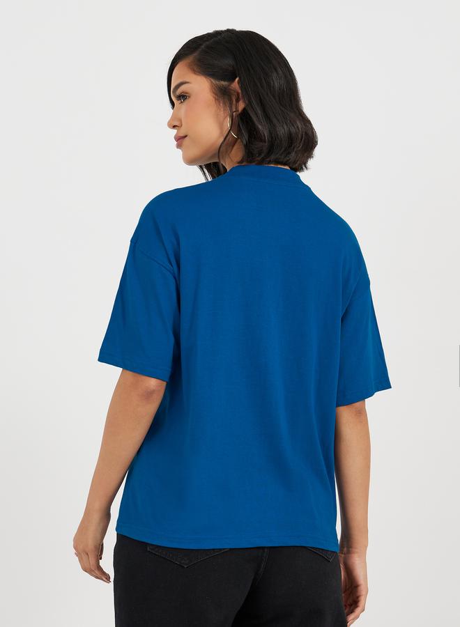 Styli Oversized High Neck Embroidery Detail T-Shirt  - Image 5