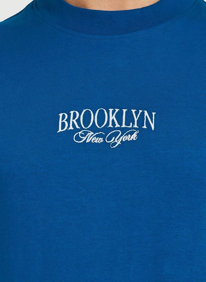 Styli Oversized High Neck Embroidery Detail T-Shirt - Image 4