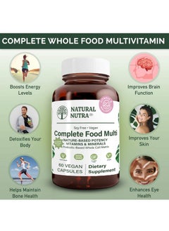 Natural Nutra Whole Food Complete Multivitamin And Mineral With Probiotics For Women And Men Energy Booster Helps Maintain Bone Health Supplement Improves Brain Function And Skin 60 Capsules  - Image 3